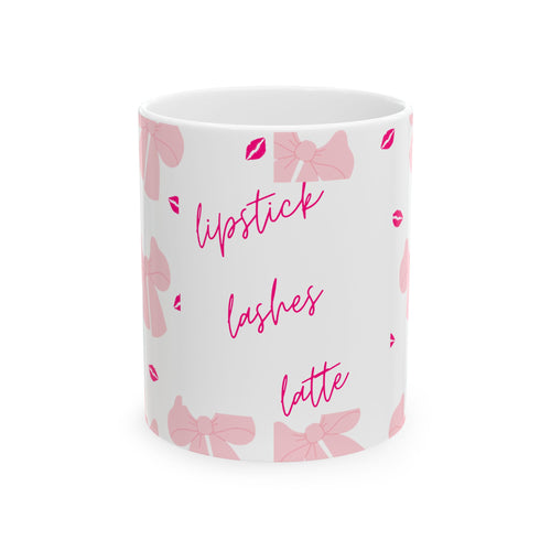 Chic Lipstick Lashes Mug, Perfect Gift for Makeup Lovers, Stylish Coffee Cup for Daily Use, Cute Tea Mug for Best Friends