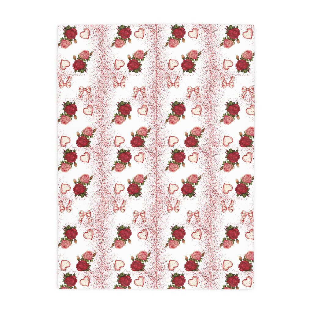 Romantic Floral Plush Fleece Blanket | Cozy Gift for Weddings, Valentine's Day, Home Decor, Travel, Snuggling