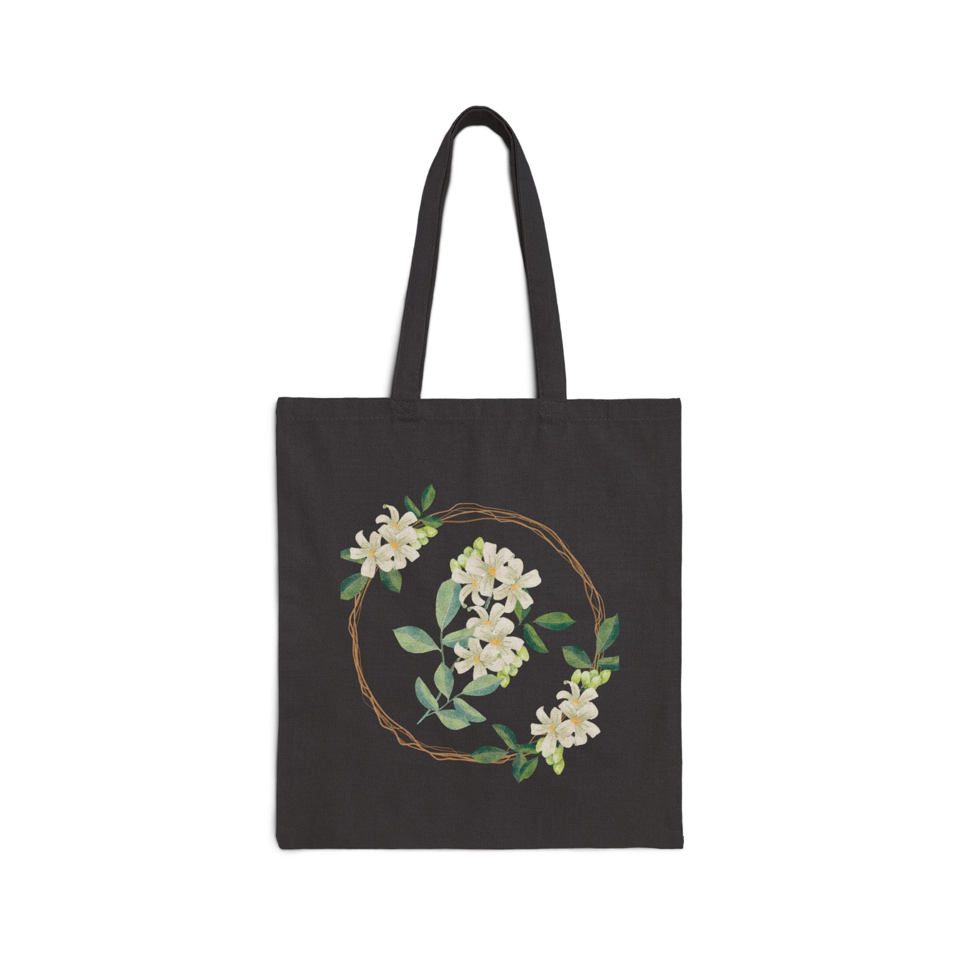 Floral Cotton Canvas Tote Bag, Stylish Grocery Bag, Eco-Friendly Tote