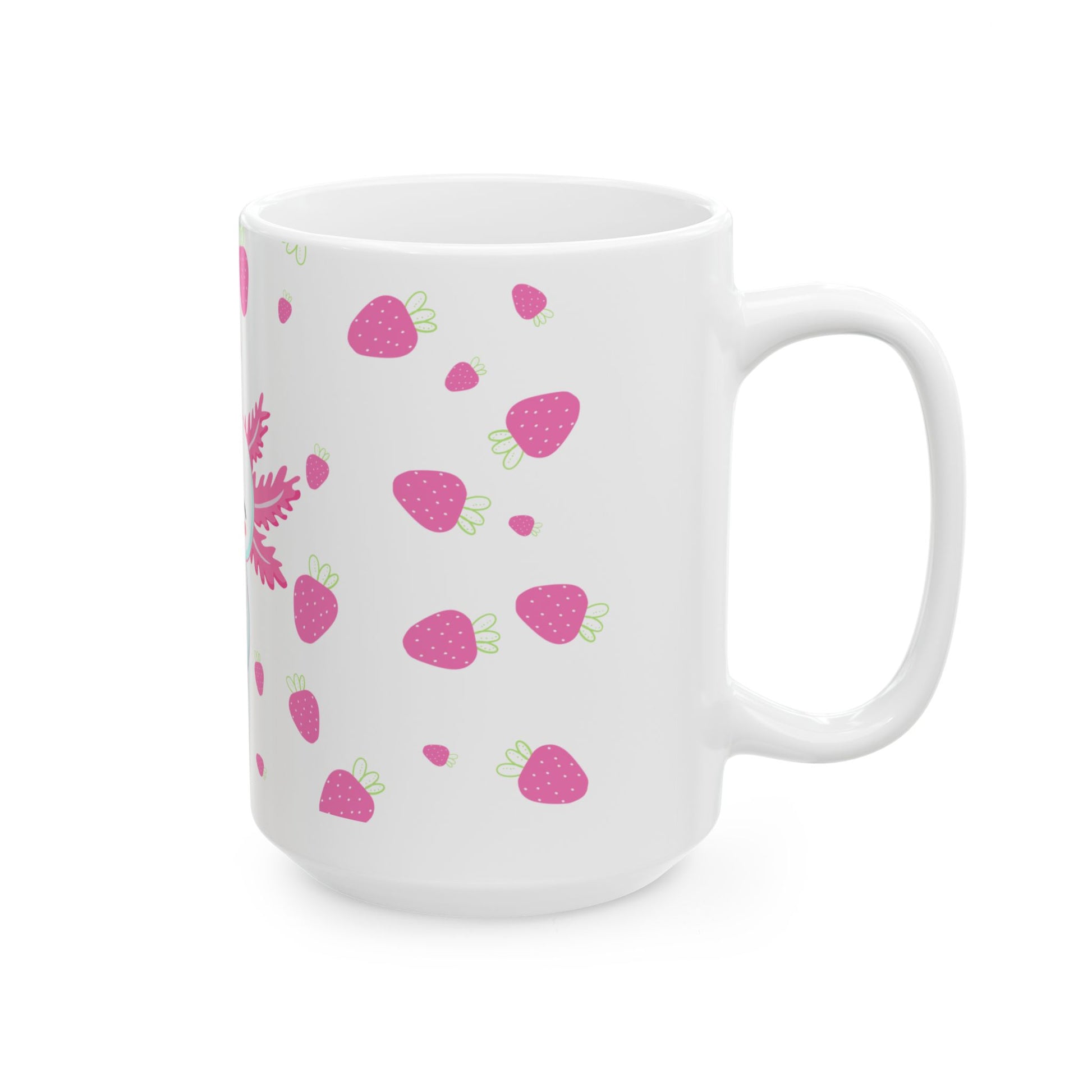 Cute Axolotl Mug, Pink Strawberry Design for Coffee Lovers, Ideal Gift for Birthdays, Holidays, or Just Because